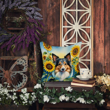 Load image into Gallery viewer, Sheltie in Sunflowers Throw Pillow - 14x14 Decorative Pillow – Art for Your Home &amp; Patio
