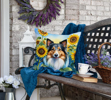 Load image into Gallery viewer, Sheltie in Sunflowers Throw Pillow