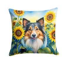 Load image into Gallery viewer, Sheltie in Sunflowers Throw Pillow