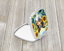 Load image into Gallery viewer, Sheltie in Sunflowers Compact Mirror – Stylish Purse Mirror with Artistic Covers