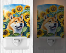 Load image into Gallery viewer, Shiba Inu in Sunflowers Ceramic Night Light