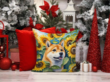 Load image into Gallery viewer, Shiba Inu in Sunflowers Throw Pillow - 14x14 Decorative Pillow – Art for Your Home &amp; Patio