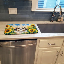 Load image into Gallery viewer, Shih Tzu in Sunflowers Dish Drying Mat Absorbent Dish Drying Mat Pad for Kitchen Counter Dish Drainer Mat for Countertop, 14 x 21", Multicolor