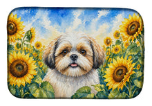 Load image into Gallery viewer, Shih Tzu in Sunflowers Dish Drying Mat Absorbent Dish Drying Mat Pad for Kitchen Counter Dish Drainer Mat for Countertop, 14 x 21", Multicolor