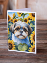 Load image into Gallery viewer, Shih Tzu in Sunflowers Greeting Cards - Blank Note Cards – 8-Pack of Artist-Designed Cards with Envelopes