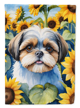 Load image into Gallery viewer, Shih Tzu in Sunflowers Garden Flag – Bright Dog-Themed Yard Decor