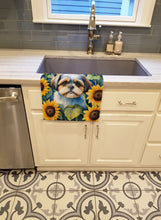 Load image into Gallery viewer, Shih Tzu in Sunflowers Kitchen Towel