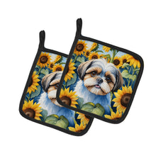 Load image into Gallery viewer, Shih Tzu in Sunflowers Pot Holders - Set of 2 Decorative Kitchen Helpers | Made in the USA