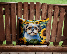 Load image into Gallery viewer, Shih Tzu in Sunflowers Throw Pillow - 14x14 Decorative Pillow – Art for Your Home &amp; Patio