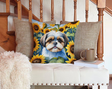 Load image into Gallery viewer, Shih Tzu in Sunflowers Throw Pillow - 14x14 Decorative Pillow – Art for Your Home &amp; Patio