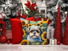 Load image into Gallery viewer, Shih Tzu in Sunflowers Throw Pillow - 14x14 Decorative Pillow – Art for Your Home &amp; Patio