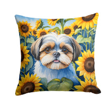 Load image into Gallery viewer, Shih Tzu in Sunflowers Throw Pillow - 14x14 Decorative Pillow – Art for Your Home &amp; Patio