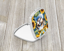 Load image into Gallery viewer, Shih Tzu in Sunflowers Compact Mirror – Stylish Purse Mirror with Artistic Covers