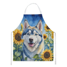 Load image into Gallery viewer, Siberian Husky in Sunflowers Apron – Artist-Designed Kitchen, BBQ &amp; Craft Apron