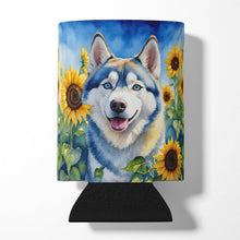 Load image into Gallery viewer, Siberian Husky in Sunflowers Can or Bottle Hugger