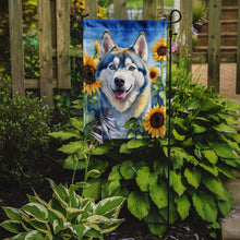 Load image into Gallery viewer, Siberian Husky in Sunflowers Garden Flag – Bright Dog-Themed Yard Decor