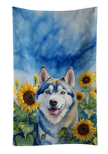 Load image into Gallery viewer, Siberian Husky in Sunflowers Kitchen Towel