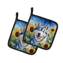 Load image into Gallery viewer, Siberian Husky in Sunflowers Pot Holders - Set of 2 Decorative Kitchen Helpers | Made in the USA