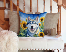 Load image into Gallery viewer, Siberian Husky in Sunflowers Throw Pillow - 14x14 Decorative Pillow – Art for Your Home &amp; Patio
