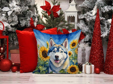Load image into Gallery viewer, Siberian Husky in Sunflowers Throw Pillow - 14x14 Decorative Pillow – Art for Your Home &amp; Patio