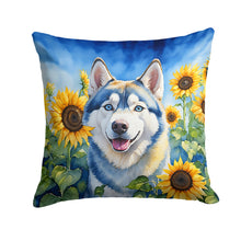 Load image into Gallery viewer, Siberian Husky in Sunflowers Throw Pillow - 14x14 Decorative Pillow – Art for Your Home &amp; Patio