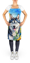 Load image into Gallery viewer, Siberian Husky in Sunflowers Apron – Artist-Designed Kitchen, BBQ &amp; Craft Apron