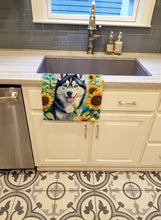 Load image into Gallery viewer, Siberian Husky in Sunflowers Kitchen Towel