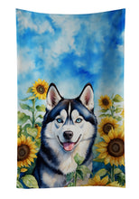 Load image into Gallery viewer, Siberian Husky in Sunflowers Kitchen Towel