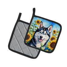 Load image into Gallery viewer, Siberian Husky in Sunflowers Pot Holders - Set of 2 Decorative Kitchen Helpers | Made in the USA