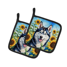 Load image into Gallery viewer, Siberian Husky in Sunflowers Pot Holders - Set of 2 Decorative Kitchen Helpers | Made in the USA