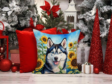 Load image into Gallery viewer, Siberian Husky in Sunflowers Throw Pillow - 14x14 Decorative Pillow – Art for Your Home &amp; Patio