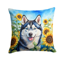 Load image into Gallery viewer, Siberian Husky in Sunflowers Throw Pillow - 14x14 Decorative Pillow – Art for Your Home &amp; Patio