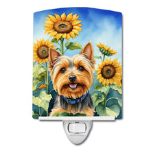 Load image into Gallery viewer, Silky Terrier in Sunflowers Ceramic Night Light