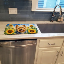 Load image into Gallery viewer, Silky Terrier in Sunflowers Dish Drying Mat Absorbent Dish Drying Mat Pad for Kitchen Counter Dish Drainer Mat for Countertop, 14 x 21", Multicolor