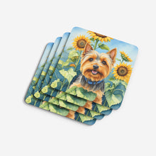 Load image into Gallery viewer, Silky Terrier in Sunflowers Coasters - Set of 4 Lightweight Foam, Absorbent Drink Coasters