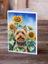 Load image into Gallery viewer, Silky Terrier in Sunflowers Greeting Cards - Blank Note Cards – 8-Pack of Artist-Designed Cards with Envelopes