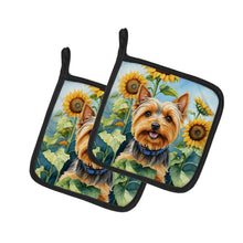Load image into Gallery viewer, Silky Terrier in Sunflowers Pot Holders - Set of 2 Decorative Kitchen Helpers | Made in the USA