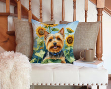 Load image into Gallery viewer, Silky Terrier in Sunflowers Throw Pillow - 14x14 Decorative Pillow – Art for Your Home &amp; Patio