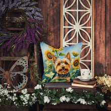 Load image into Gallery viewer, Silky Terrier in Sunflowers Throw Pillow - 14x14 Decorative Pillow – Art for Your Home &amp; Patio