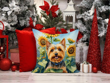 Load image into Gallery viewer, Silky Terrier in Sunflowers Throw Pillow - 14x14 Decorative Pillow – Art for Your Home &amp; Patio