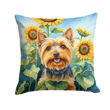Load image into Gallery viewer, Silky Terrier in Sunflowers Throw Pillow - 14x14 Decorative Pillow – Art for Your Home &amp; Patio