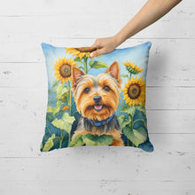 Load image into Gallery viewer, Silky Terrier in Sunflowers Throw Pillow