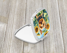 Load image into Gallery viewer, Silky Terrier in Sunflowers Compact Mirror – Stylish Purse Mirror with Artistic Covers