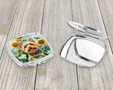 Load image into Gallery viewer, Silky Terrier in Sunflowers Compact Mirror – Stylish Purse Mirror with Artistic Covers