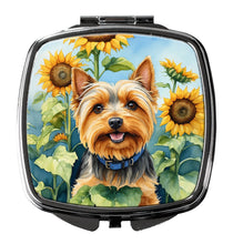 Load image into Gallery viewer, Silky Terrier in Sunflowers Compact Mirror – Stylish Purse Mirror with Artistic Covers