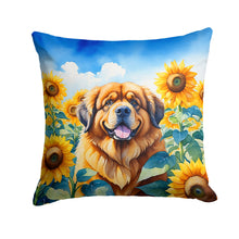 Load image into Gallery viewer, Tibetan Mastiff in Sunflowers Throw Pillow - 14x14 Decorative Pillow – Art for Your Home &amp; Patio