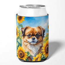 Load image into Gallery viewer, Tibetan Spaniel in Sunflowers Can or Bottle Hugger