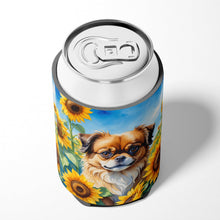 Load image into Gallery viewer, Tibetan Spaniel in Sunflowers Can or Bottle Hugger