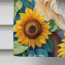 Load image into Gallery viewer, Tibetan Spaniel in Sunflowers House Flag