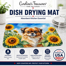 Load image into Gallery viewer, Tibetan Spaniel in Sunflowers Dish Drying Mat Absorbent Dish Drying Mat Pad for Kitchen Counter Dish Drainer Mat for Countertop, 14 x 21", Multicolor